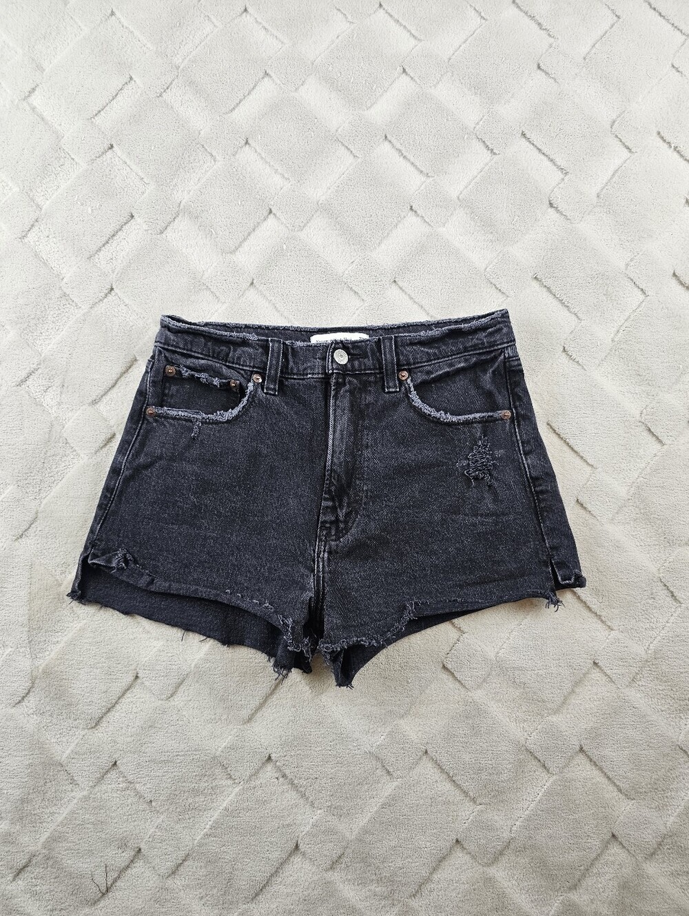 Abercrombie & Fitch High Rise Mom Shorts Womens 27 Black Denim